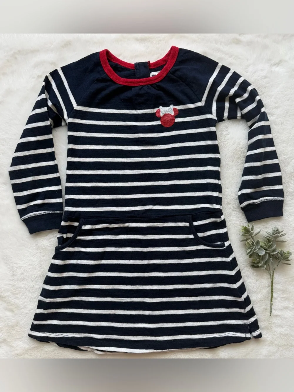 Gap x Disney | EUC - Minnie Jersey Knit Dress - Size 5 - Navy/Red/White